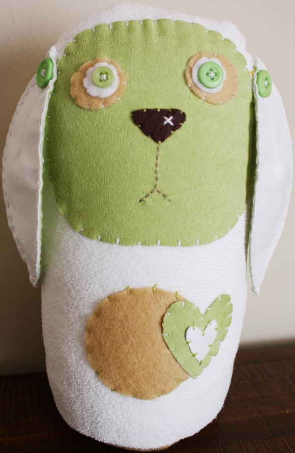 BOObeloobie Lilliput the Lamb in Green and white stripes, with cream accents
