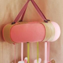 BOO!beloobie Little Lamb Baby mobile in Pink, lime green, white and cream in a farmyard style for girls